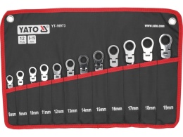 ZESTAW KLUCZY PŁASKO-OCZKOWYCH Z GRZECHOTKĄ I PRZEGUBEM YATO (12 el.)