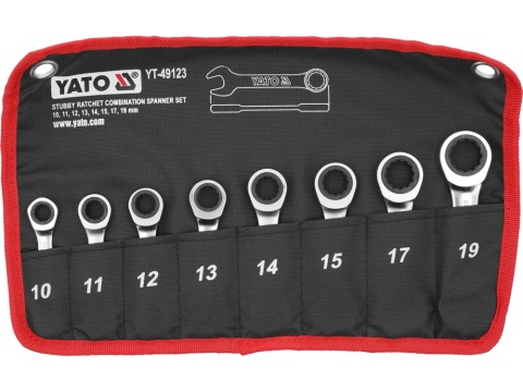 ZESTAW KRÓTKICH KLUCZY PŁASKO-OCZKOWYCH Z GRZECHOTKĄ YATO (8 el.)