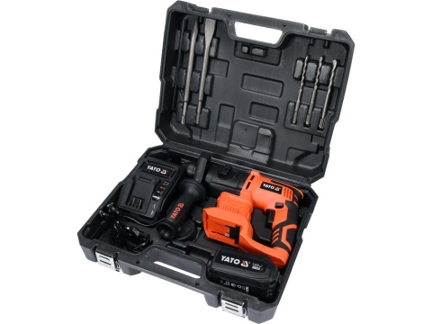 MŁOTOWIERTARKA YATO 18V SDS PLUS 2J Z PODKUWANIEM – AKUMULATOR 3 AH
