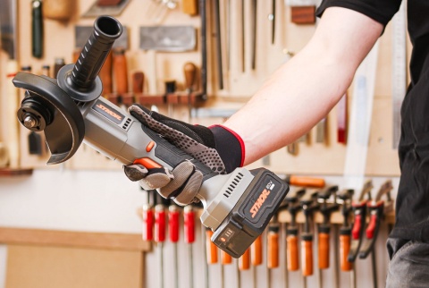 ZESTAW NARZĘDZI AKUMULATOROWYCH STHOR 20V: SZLIFIERKA 125 mm + WIERTARKO-WKRĘTARKA 26 Nm – AKUMULATOR 2 Ah