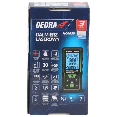 DALMIERZ LASEROWY 50 m DEDRA MC0933 – PRECYZYJNY DALMIERZ DO DOMU