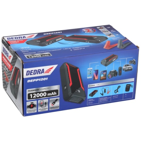 POWER-BANK Z FUNKCJĄ ROZRUCHU SILNIKA DEDRA DEPP1201 12000 mAh 1800 A 12 V Li-Ion