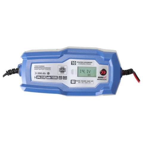 PROSTOWNIK MIKROPROCESOROWY DEDRA DEPM022LFP 6/12 V 3–200 Ah 160 W LCD 10 A