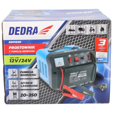 PROSTOWNIK Z ROZRUCHIEM DEDRA DEP030 12/24 V 20–350 Ah 950 W