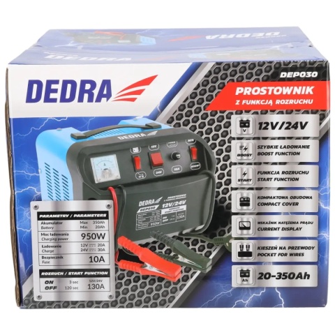 PROSTOWNIK Z ROZRUCHIEM DEDRA DEP030 12/24 V 20–350 Ah 950 W