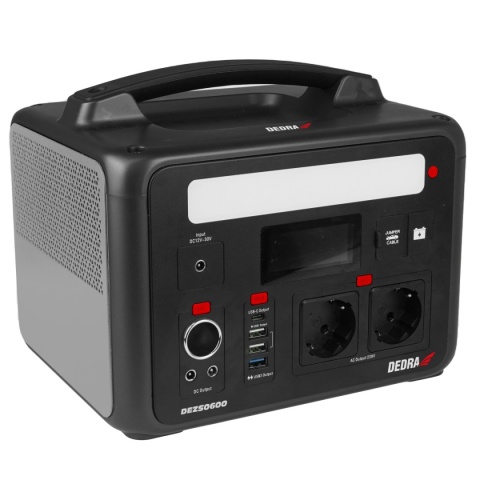 STACJA ZASILANIA DEDRA DEZS0600 600 W 640 Wh LiFePO₄ Z FUNKCJĄ ROZRUCHU 12 V