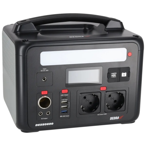 STACJA ZASILANIA DEDRA DEZS0600 600 W 640 Wh LiFePO₄ Z FUNKCJĄ ROZRUCHU 12 V