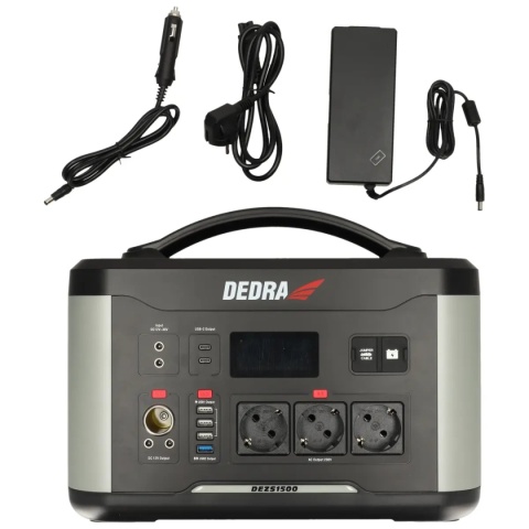 STACJA ZASILANIA DEDRA DEZS1500 1500 W 1408 Wh LiFePO₄ Z FUNKCJĄ ROZRUCHU 12 V