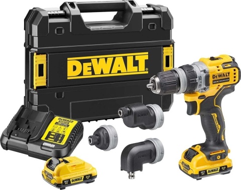 WIERTARKO-WKRĘTARKA AKUMULATOROWA DEWALT 12 V 57 Nm 2×3.0 Ah 4 GŁOWICE TSTAK DCD703L2T