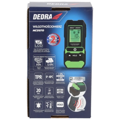 WILGOTNOŚCIOMIERZ DO DREWNA I MATERIAŁÓW BUDOWLANYCH DEDRA MC0970