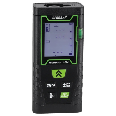 ZESTAW NARZĘDZI POMIAROWYCH: LASER KRZYŻOWY ZIELONY + DALMIERZ 40 m DEDRA MC0920