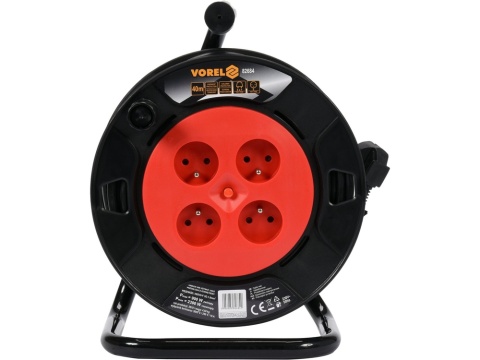 PRZEDŁUŻACZ BĘBNOWY VOREL 4 GNIAZDA, 3×1,5 mm², 50 m