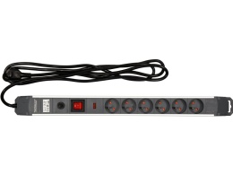 PRZEDŁUŻACZ LISTWA ZASILAJĄCA STHOR 6 GNIAZD – ALUMINIOWA, Z OCHRONĄ PRZECIWPRZEPIĘCIOWĄ I PRZECIĄŻENIOWĄ