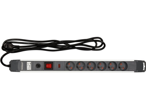 PRZEDŁUŻACZ LISTWA ZASILAJĄCA STHOR 6 GNIAZD – ALUMINIOWA, Z OCHRONĄ PRZECIWPRZEPIĘCIOWĄ I PRZECIĄŻENIOWĄ