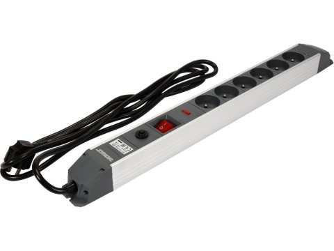 PRZEDŁUŻACZ LISTWA ZASILAJĄCA STHOR 6 GNIAZD – ALUMINIOWA, Z OCHRONĄ PRZECIWPRZEPIĘCIOWĄ I PRZECIĄŻENIOWĄ