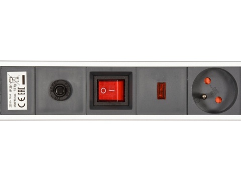 PRZEDŁUŻACZ LISTWA ZASILAJĄCA STHOR 6 GNIAZD – ALUMINIOWA, Z OCHRONĄ PRZECIWPRZEPIĘCIOWĄ I PRZECIĄŻENIOWĄ