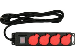 PRZEDŁUŻACZ LISTWA ZASILAJĄCA WARSZTATOWA YATO 3 × 1,5 mm² – 3 m – IP44, 4 GNIAZDA Z UZIEMIENIEM, WYŁĄCZNIK