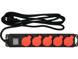 PRZEDŁUŻACZ LISTWA ZASILAJĄCA WARSZTATOWA YATO 3 × 1,5 mm² – 3 m – IP44, 5 GNIAZDA Z UZIEMIENIEM, WYŁĄCZNIK