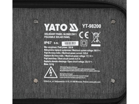 SKŁADANY PANEL SŁONECZNY SOLARNY YATO 100W 4W1