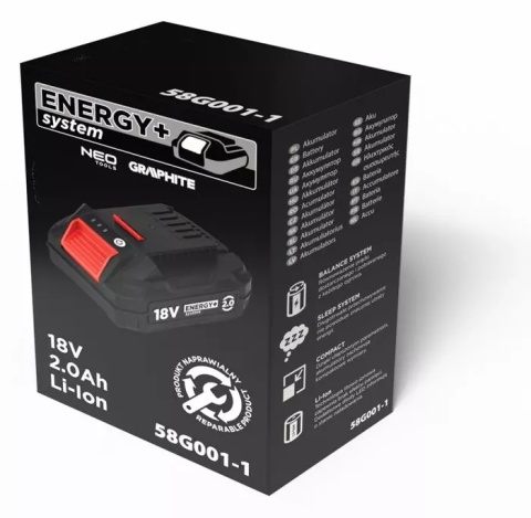 AKUMULATOR GRAPHITE ENERGY+ 18V LI-ION 2.0AH - 58G001-1