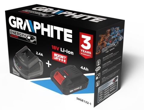 ZESTAW ENERGY+: AKUMULATOR 4AH BOOST UP Z ŁADOWARKĄ GRAPHITE - 58GE132-1