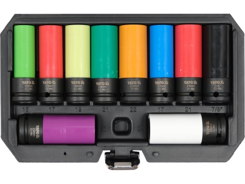 ZESTAW NASADEK UDAROWYCH DO FELG ALUMINIOWYCH YATO 1/2" (10 el.) - YT-10564
