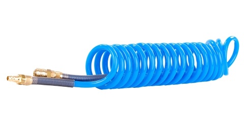 WĄŻ SPIRALNY PNEUMATYCZNY RQS 12 × 8 mm - 9m - PU, SZYBKOZŁĄCZA STANDARD