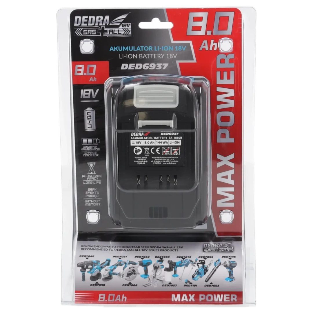 AKUMULATOR / BATERIA DEDRA SAS+ALL 8.0Ah Li-Ion 18V - DED6937 - obrazek 8