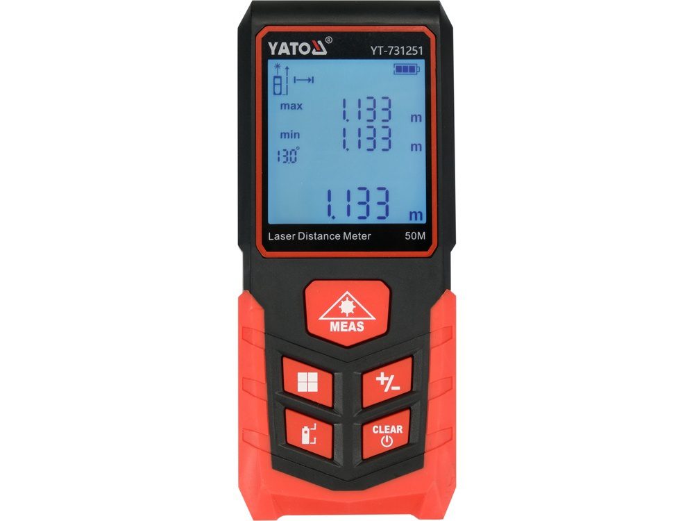 DALMIERZ LASEROWY YATO 0,05-50 M - FUNKCJA POMIARU CIĄGŁEGO, POWIERZCHNI I KUBATURY - YT-731251