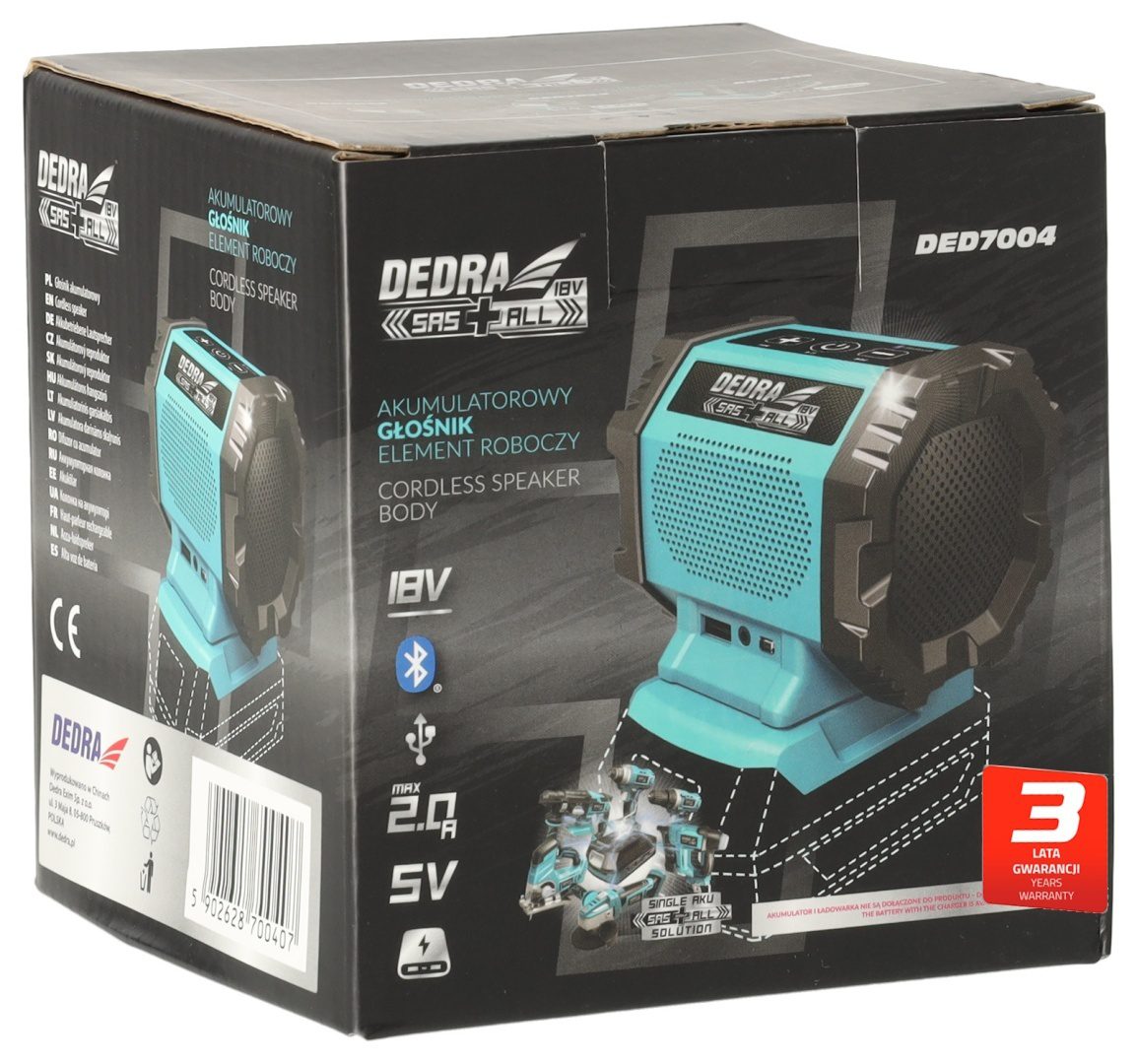 GŁOŚNIK AKUMULATOROWY 18V BLUETOOTH DEDRA SAS+ALL - BEZ AKUMULATORA - DED7004 - obrazek 8