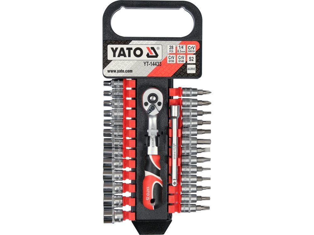 KOMPLET NASADEK Z AKCESORIAMI YATO 1/4" (28 el.) - YT-14433