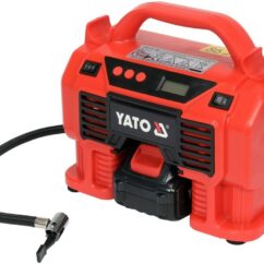 KOMPRESOR SAMOCHODOWY YATO 18V, 11 BAR, 12 L/MIN - AKUMULATOR 3 AH - YT-23247