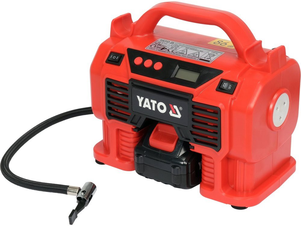 KOMPRESOR SAMOCHODOWY YATO 18V, 11 BAR, 12 L/MIN - AKUMULATOR 3 AH - YT-23247