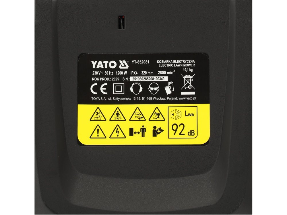 KOSIARKA ELEKTRYCZNA YATO 1200W, SILNIK INDUKCYJNY, 320 MM - YT-852081 - obrazek 13