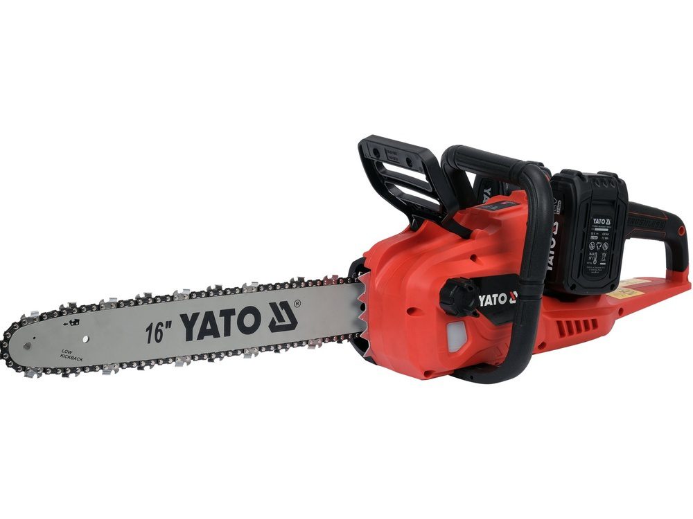 PILARKA ŁAŃCUCHOWA YATO 36V, PROWADNICA 16", 15 M/S - 2 x AKUMULATOR 4 AH, PODWÓJNA ŁADOWARKA - YT-828131