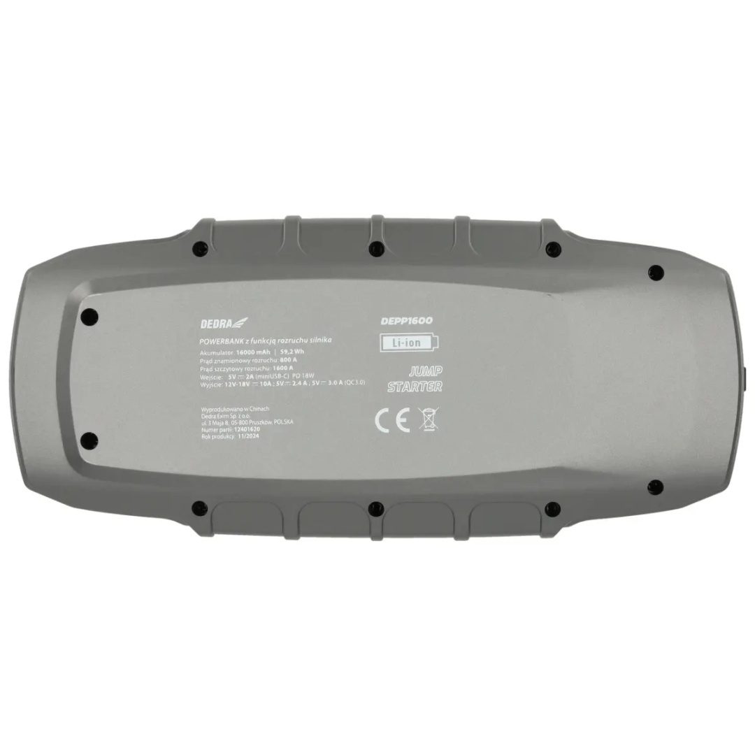 POWER-BANK Z FUNKCJĄ ROZRUCHU SILNIKA DEDRA 16000 mAh 1600 A 12 V Li-Ion - DEPP1600 - obrazek 11