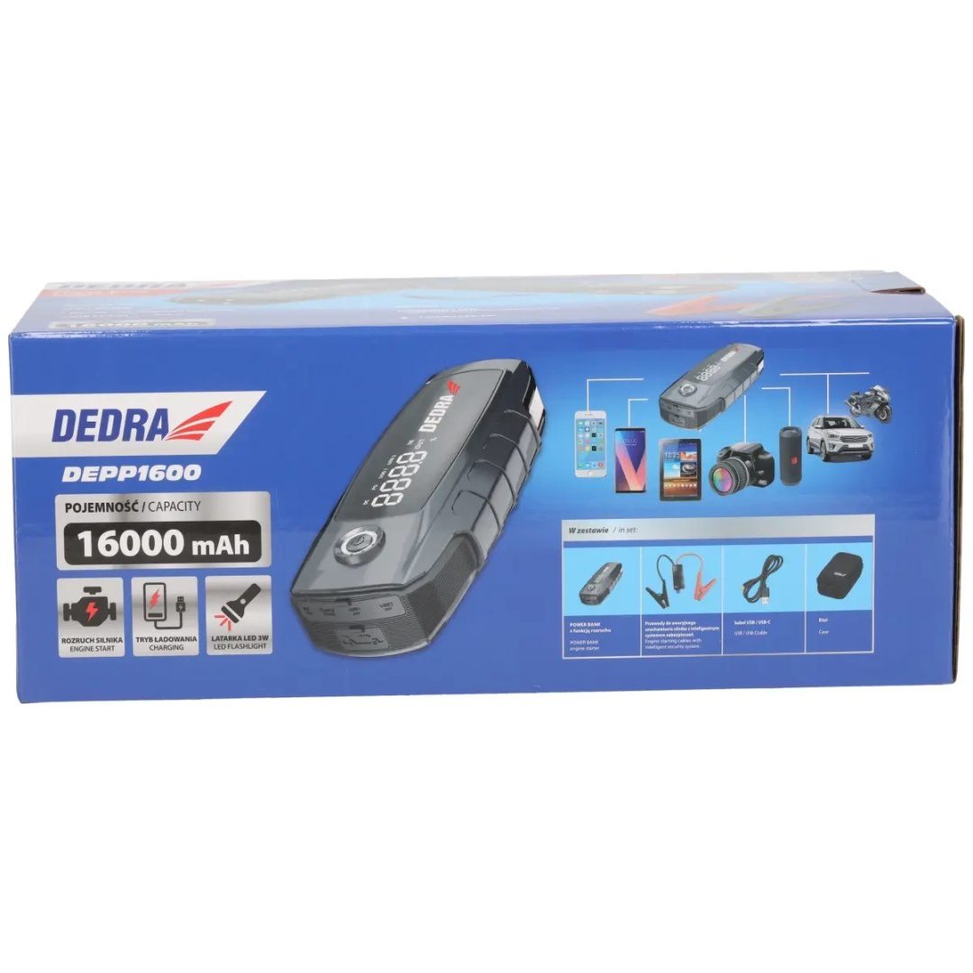 POWER-BANK Z FUNKCJĄ ROZRUCHU SILNIKA DEDRA 16000 mAh 1600 A 12 V Li-Ion - DEPP1600 - obrazek 15