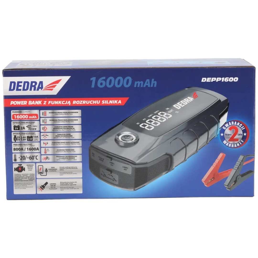 POWER-BANK Z FUNKCJĄ ROZRUCHU SILNIKA DEDRA 16000 mAh 1600 A 12 V Li-Ion - DEPP1600 - obrazek 16