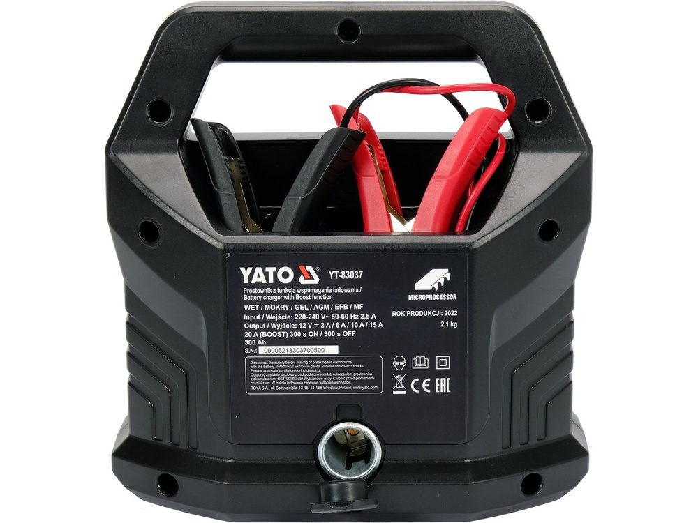 PROSTOWNIK ELEKTRONICZNY YATO 12V/2A, 6A, 10A, 15A BOOST 300S 20A - YT-83037 - obrazek 6