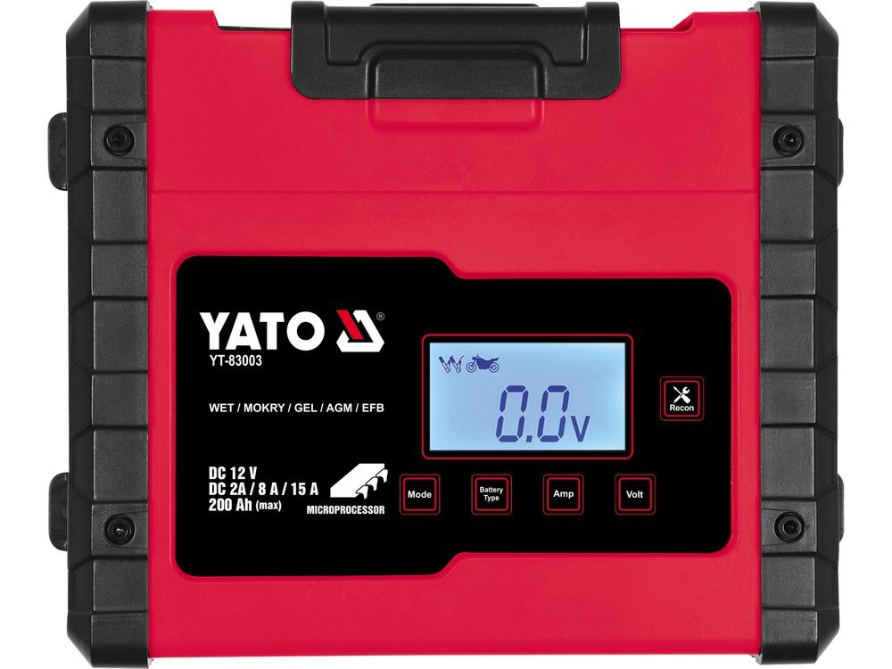 PROSTOWNIK ELEKTRONICZNY YATO Z WYŚWIETLACZEM LCD - ZAKRES 12V/2A/8A/15A - YT-83003