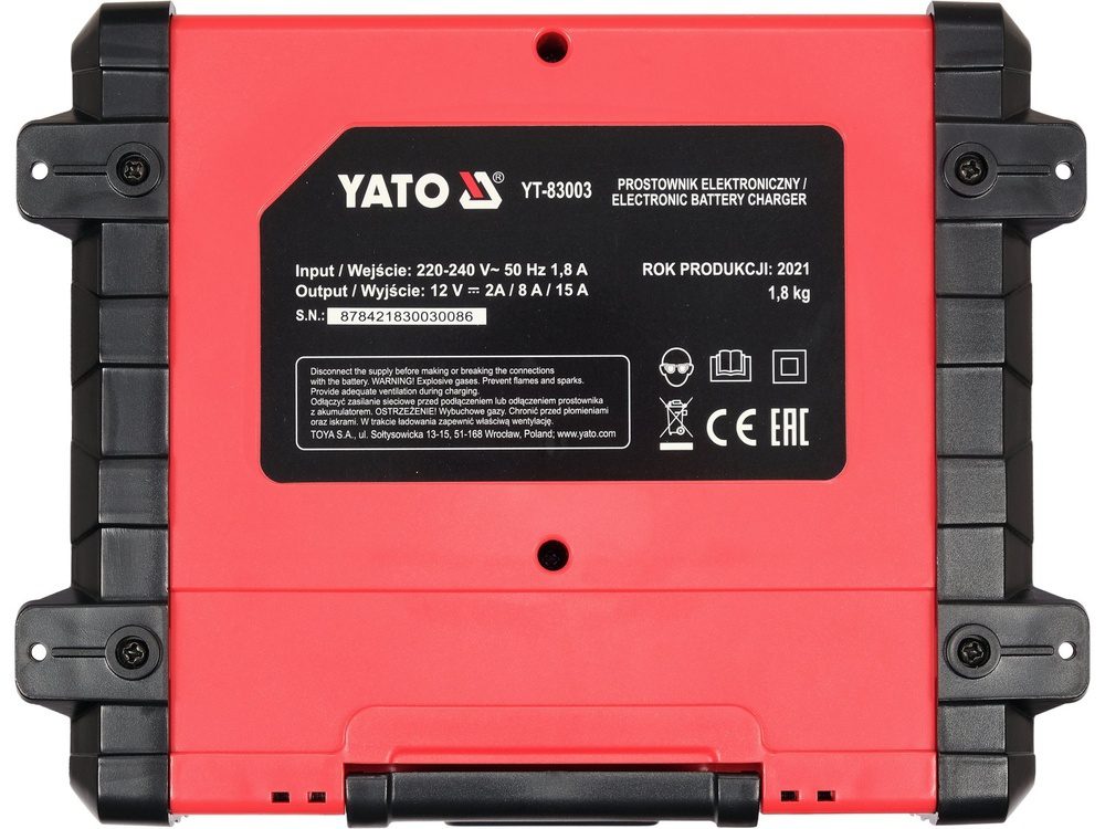 PROSTOWNIK ELEKTRONICZNY YATO Z WYŚWIETLACZEM LCD - ZAKRES 12V/2A/8A/15A - YT-83003 - obrazek 4