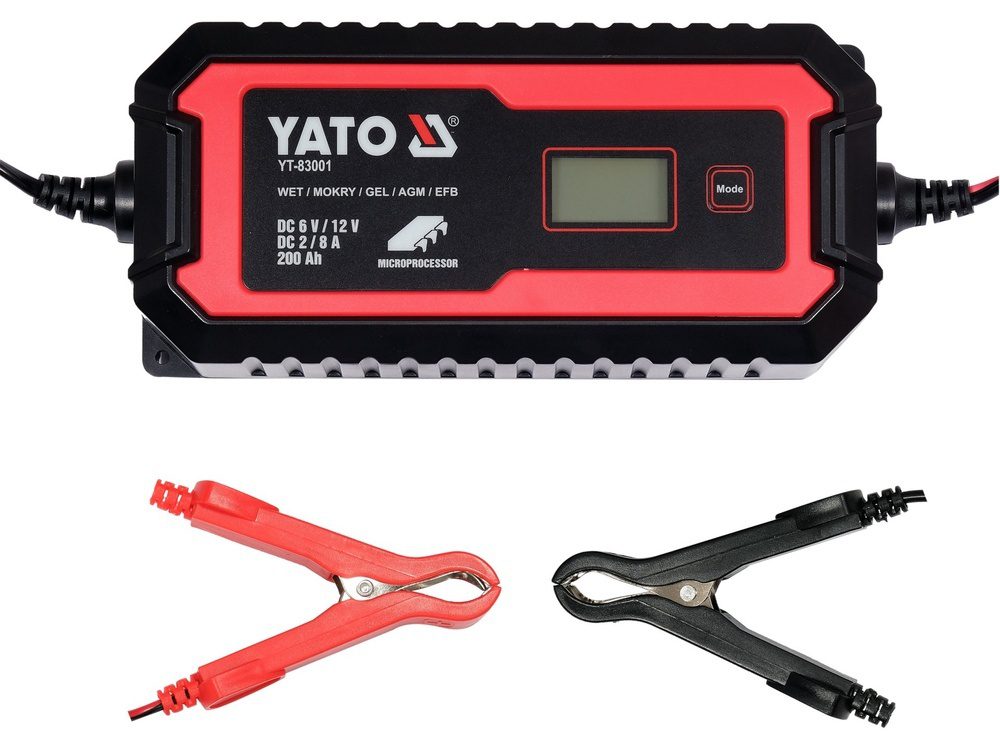 PROSTOWNIK ELEKTRONICZNY YATO Z WYŚWIETLACZEM LCD - ZAKRES 6V/2A, 12V/8A - YT-83001