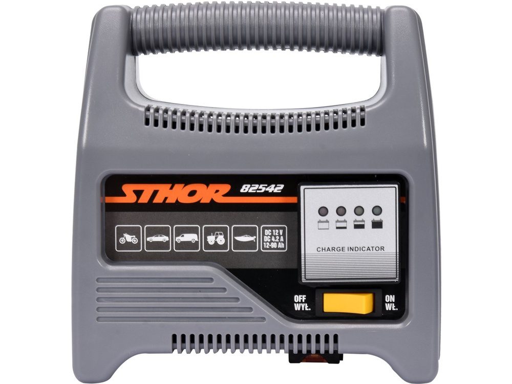 PROSTOWNIK STHOR 12V 6A 90Ah Z LEDOWYM WSKAŹNIKIEM NAŁADOWANIA - 82542 - obrazek 2