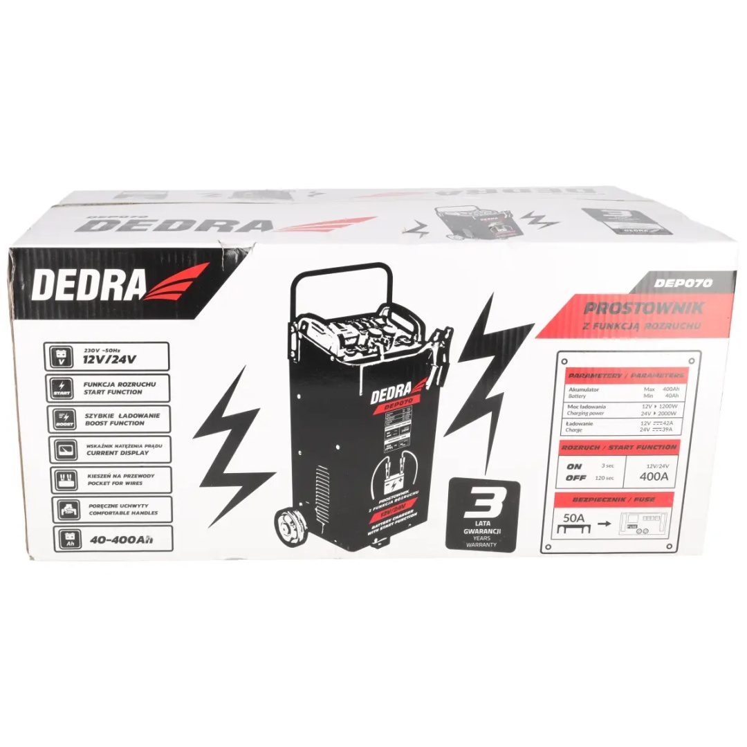 PROSTOWNIK Z ROZRUCHEM DEDRA 12/24 V 40–400 Ah 2000 W - DEP070 - obrazek 7