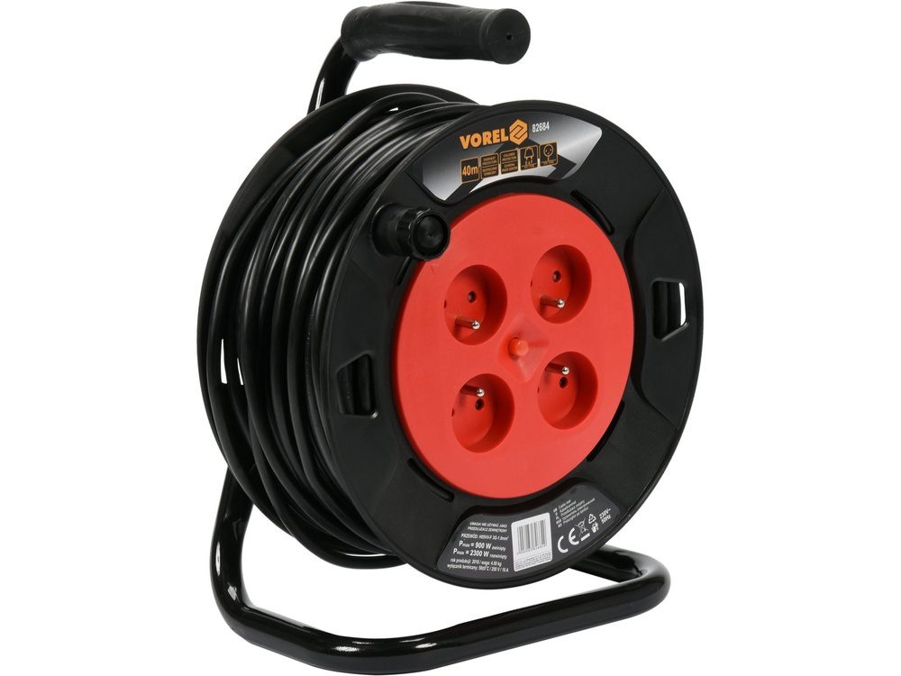 PRZEDŁUŻACZ BĘBNOWY VOREL 4 GNIAZDA, 3×1,5 mm², 50 m - 82685