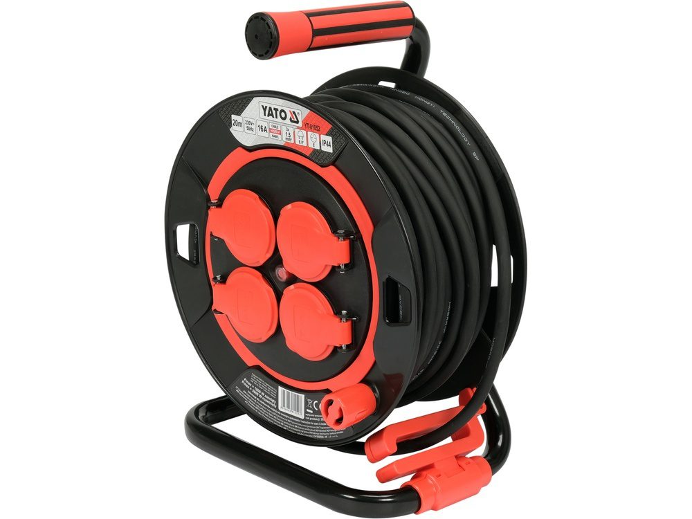 PRZEDŁUŻACZ BĘBNOWY YATO 3 × 1,5 mm² - 20 m - 4 GNIAZDA IP44 - YT-81052 - obrazek 3