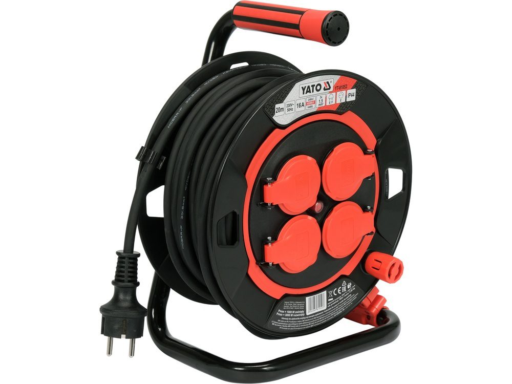 PRZEDŁUŻACZ BĘBNOWY YATO 3 × 1,5 mm² - 30 m - 4 GNIAZDA IP44 - YT-81053