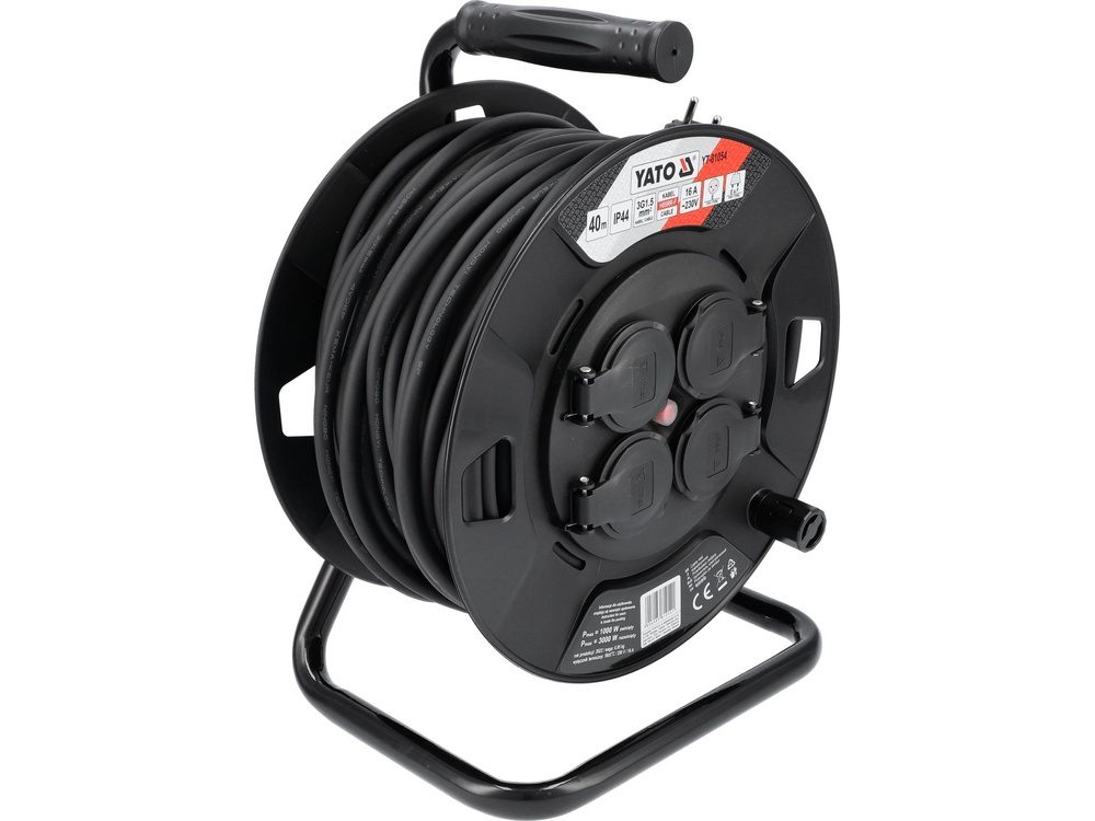 PRZEDŁUŻACZ BĘBNOWY YATO 3 × 1,5 mm² - 40 m - 4 GNIAZDA IP44 - YT-81054