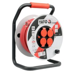 PRZEDŁUŻACZ NA BĘBNIE YATO 3 × 2,5 mm² - 30 m - 4 GNIAZDA IP44, ZABEZPIECZENIE TERMICZNE - YT-8106