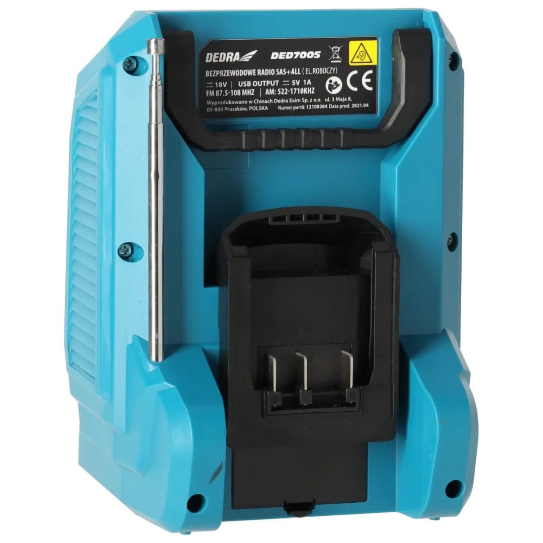 RADIO WARSZTATOWE AKUMULATOROWE DEDRA SAS+ALL BLUETOOTH, USB - BEZ AKUMULATORA - DED7005 - obrazek 5